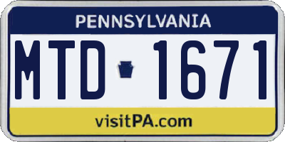 PA license plate MTD1671