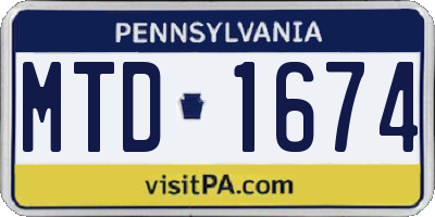 PA license plate MTD1674
