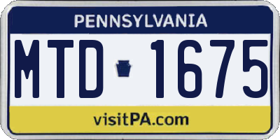 PA license plate MTD1675