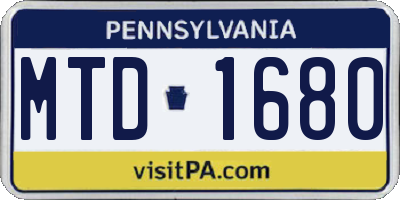 PA license plate MTD1680