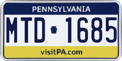 PA license plate MTD1685