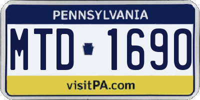 PA license plate MTD1690