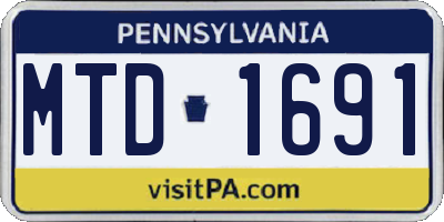 PA license plate MTD1691