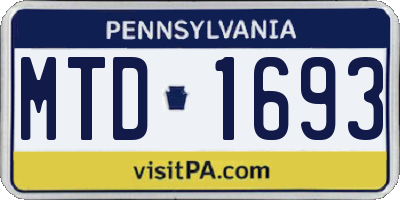PA license plate MTD1693
