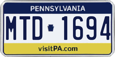 PA license plate MTD1694