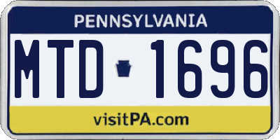 PA license plate MTD1696