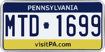 PA license plate MTD1699