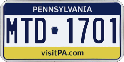 PA license plate MTD1701