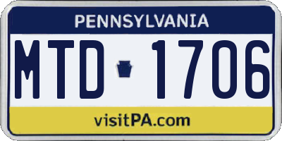 PA license plate MTD1706