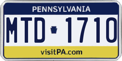 PA license plate MTD1710