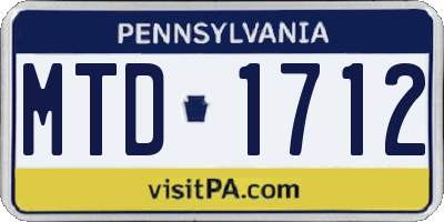 PA license plate MTD1712