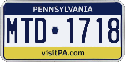 PA license plate MTD1718