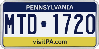 PA license plate MTD1720