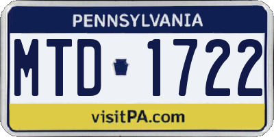 PA license plate MTD1722