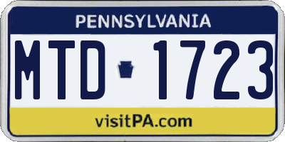 PA license plate MTD1723