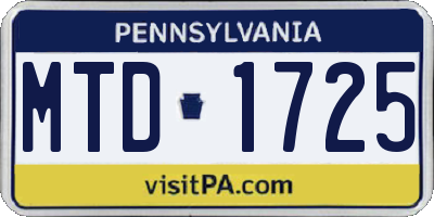 PA license plate MTD1725