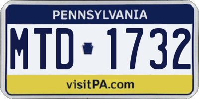 PA license plate MTD1732