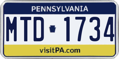 PA license plate MTD1734
