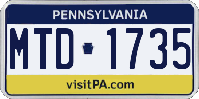 PA license plate MTD1735