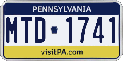 PA license plate MTD1741