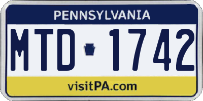 PA license plate MTD1742
