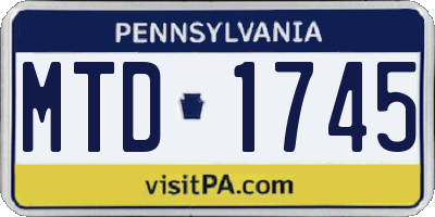 PA license plate MTD1745