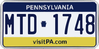 PA license plate MTD1748