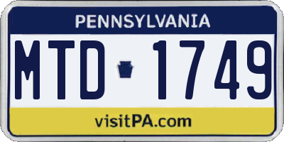PA license plate MTD1749