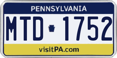 PA license plate MTD1752