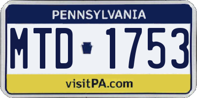 PA license plate MTD1753