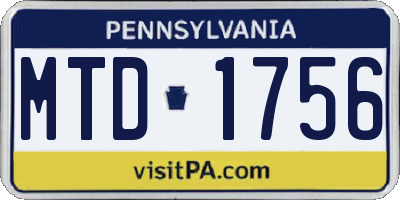 PA license plate MTD1756