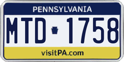 PA license plate MTD1758