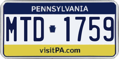 PA license plate MTD1759