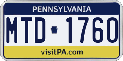 PA license plate MTD1760