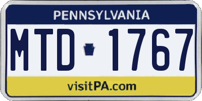 PA license plate MTD1767