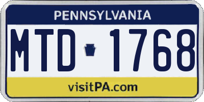 PA license plate MTD1768