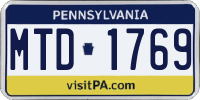 PA license plate MTD1769