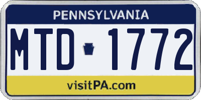 PA license plate MTD1772