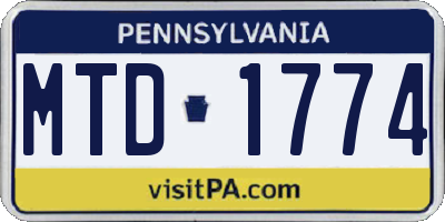 PA license plate MTD1774