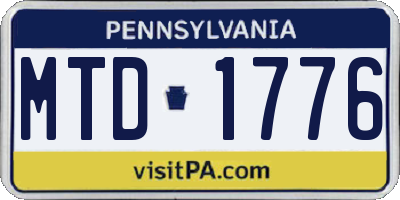 PA license plate MTD1776