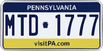 PA license plate MTD1777