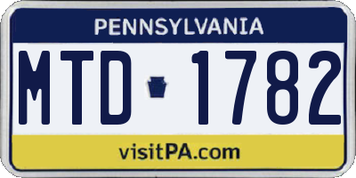 PA license plate MTD1782