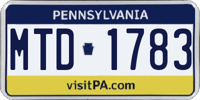 PA license plate MTD1783