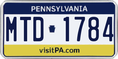PA license plate MTD1784