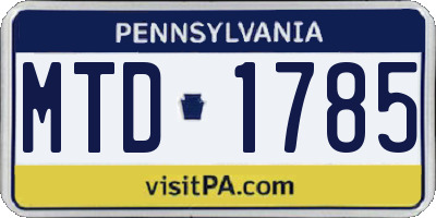 PA license plate MTD1785
