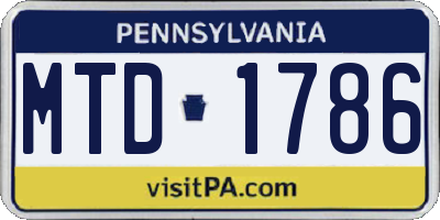 PA license plate MTD1786