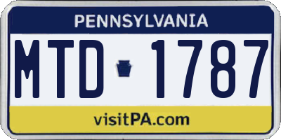 PA license plate MTD1787