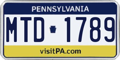 PA license plate MTD1789