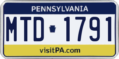 PA license plate MTD1791
