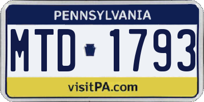 PA license plate MTD1793